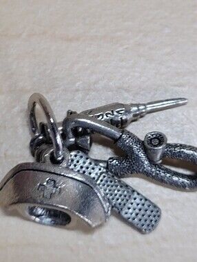 Silver Alloy Nurse Cap•Stethescope•Band-aid•Shot Charm Cluster NWT
